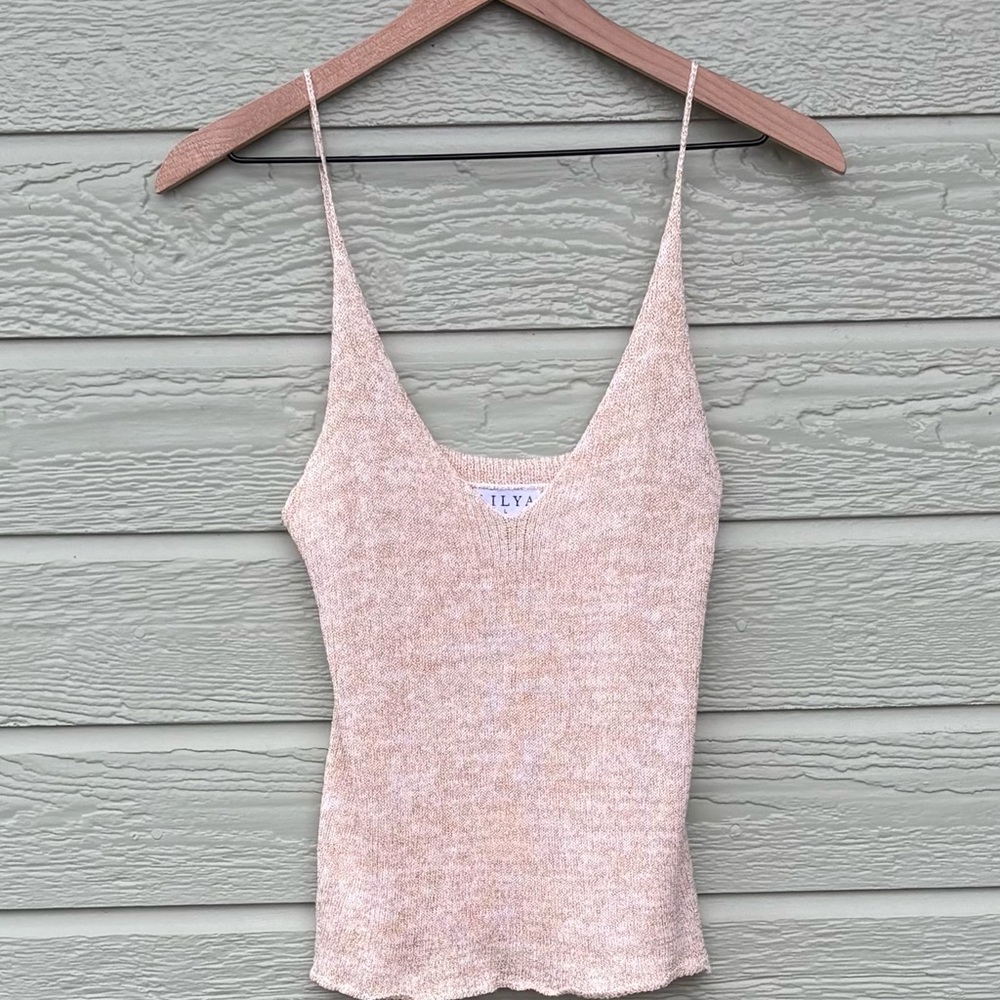 Lilya Gold Cotton Knit Tank Top. Large.